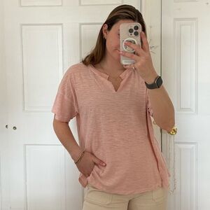 Relaxed Notch-Neck Short Sleeve T Shirt in Blush Pink Z Supply